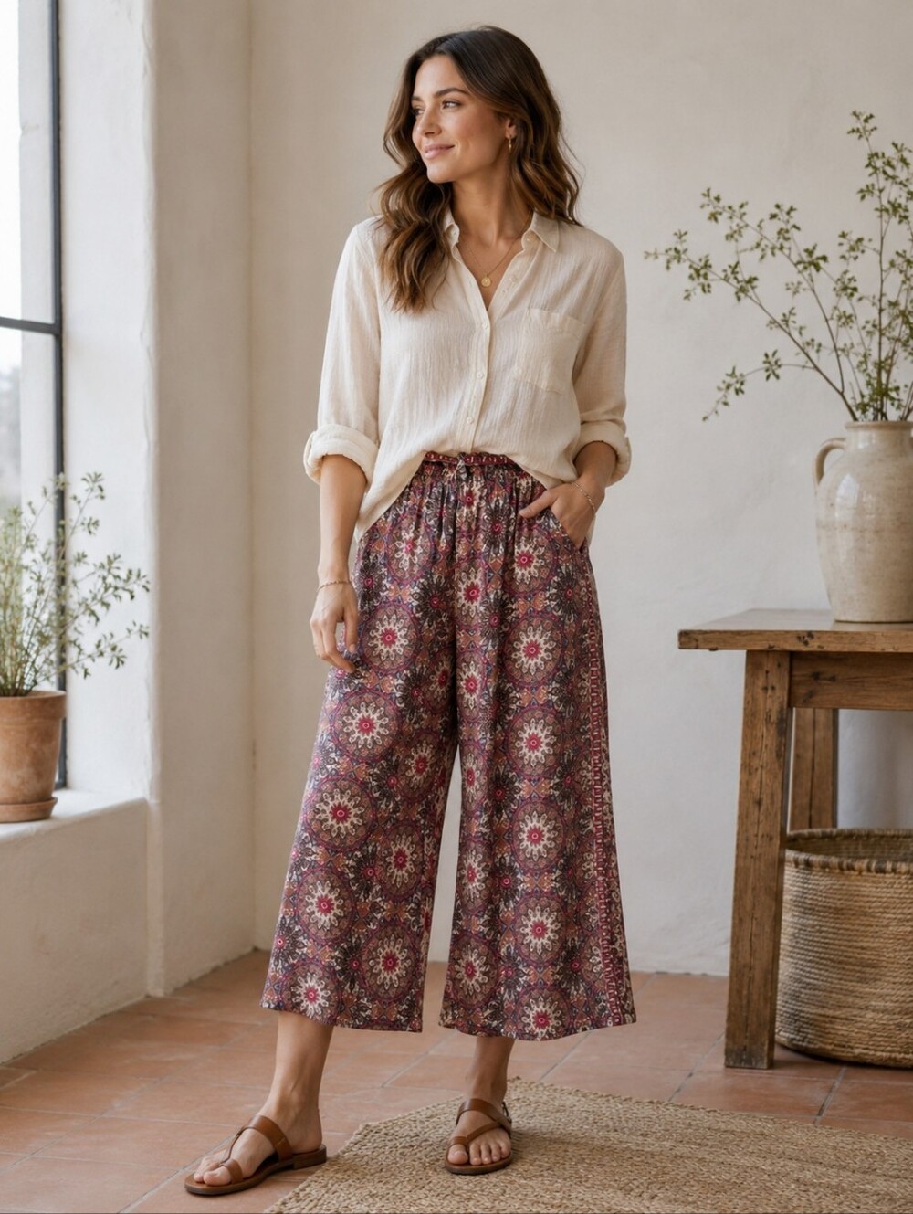 Odd Molly Floral Patterned Cropped Pants - S